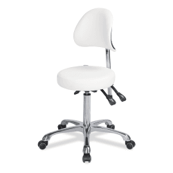 Стул мастера Mizomed MZ 1025B на колесиках, со спинкой, белый