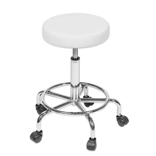 Стул мастера ПРИЗМА высокий, на колесиках, без спинки, белый