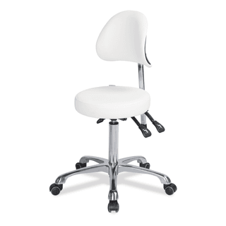 Стул мастера Mizomed MZ 1025B на колесиках, со спинкой, белый