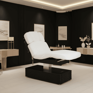 Электрический стационарный массажный стол Mizomed NESS-C Salon-Walnut с электроприводом белый