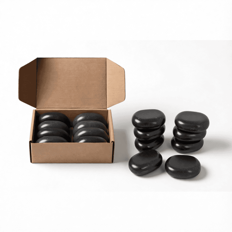 Набор массажных камней для стоун терапии из базальта Mizomed HLT8 (7,7х5,7х2,7 см, 8 шт.)