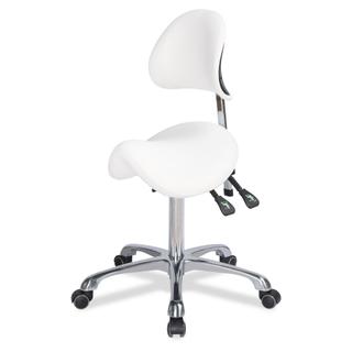Стул-седло для мастера Mizomed MZ 1025A на колесиках, со спинкой, белый