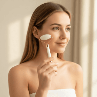 Массажный набор гуаша: 2 роллера (ролика) и скребок для лица из кварца Mizomed Trinity Harmony 3 в 1 белый (M31W)