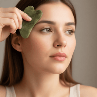 Скребок гуаша для лица из натурального нефрита зеленый Mizomed Jade Essence