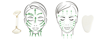 Массажный набор гуаша: 2 роллера (ролика) и скребок для лица из кварца Mizomed Trinity Harmony 3 в 1 белый (M31W)