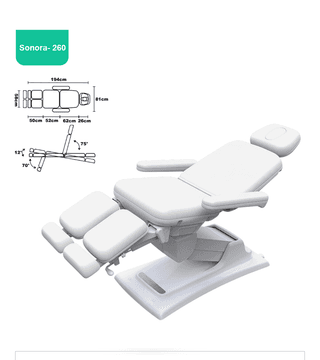 Педикюрное кресло Mizomed Sonora 260 с электроприводом, 3 мотора, белый