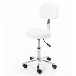 Стул мастера ПРИЗМА высокий, на колесиках, со спинкой, белый