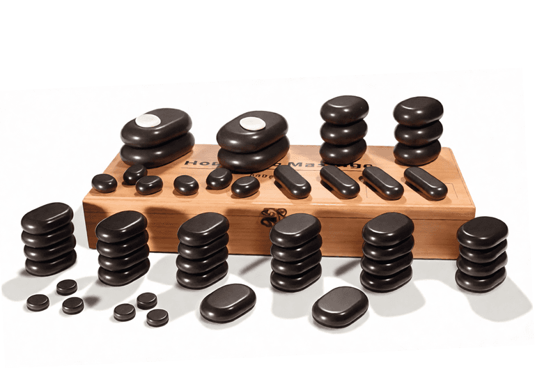 Набор массажных камней для стоун терапии из базальта Хитэк 54 шт.